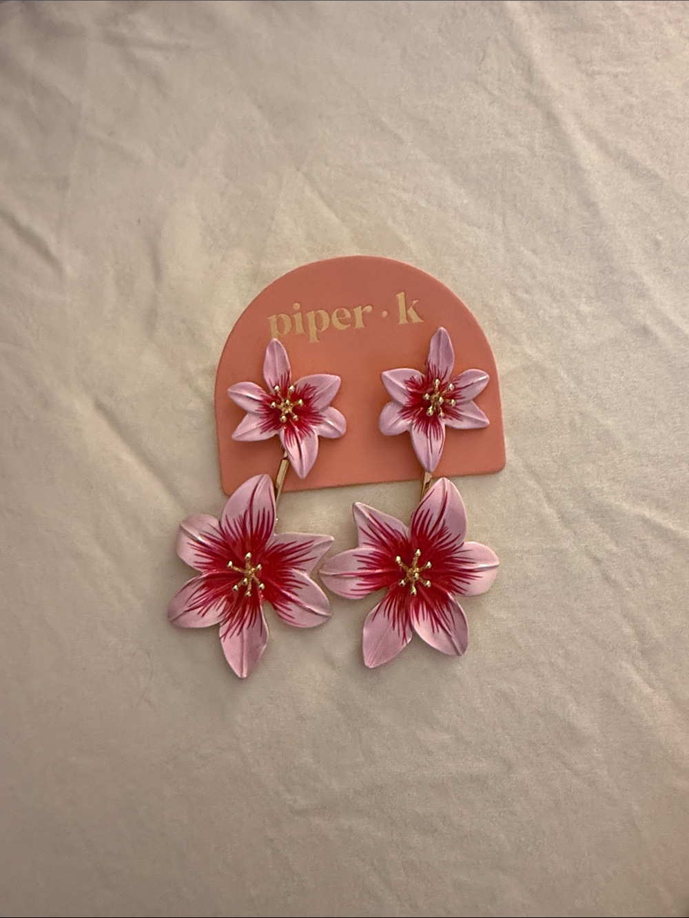 Piper Pink and Magenta Layered Floral Drop Earrings